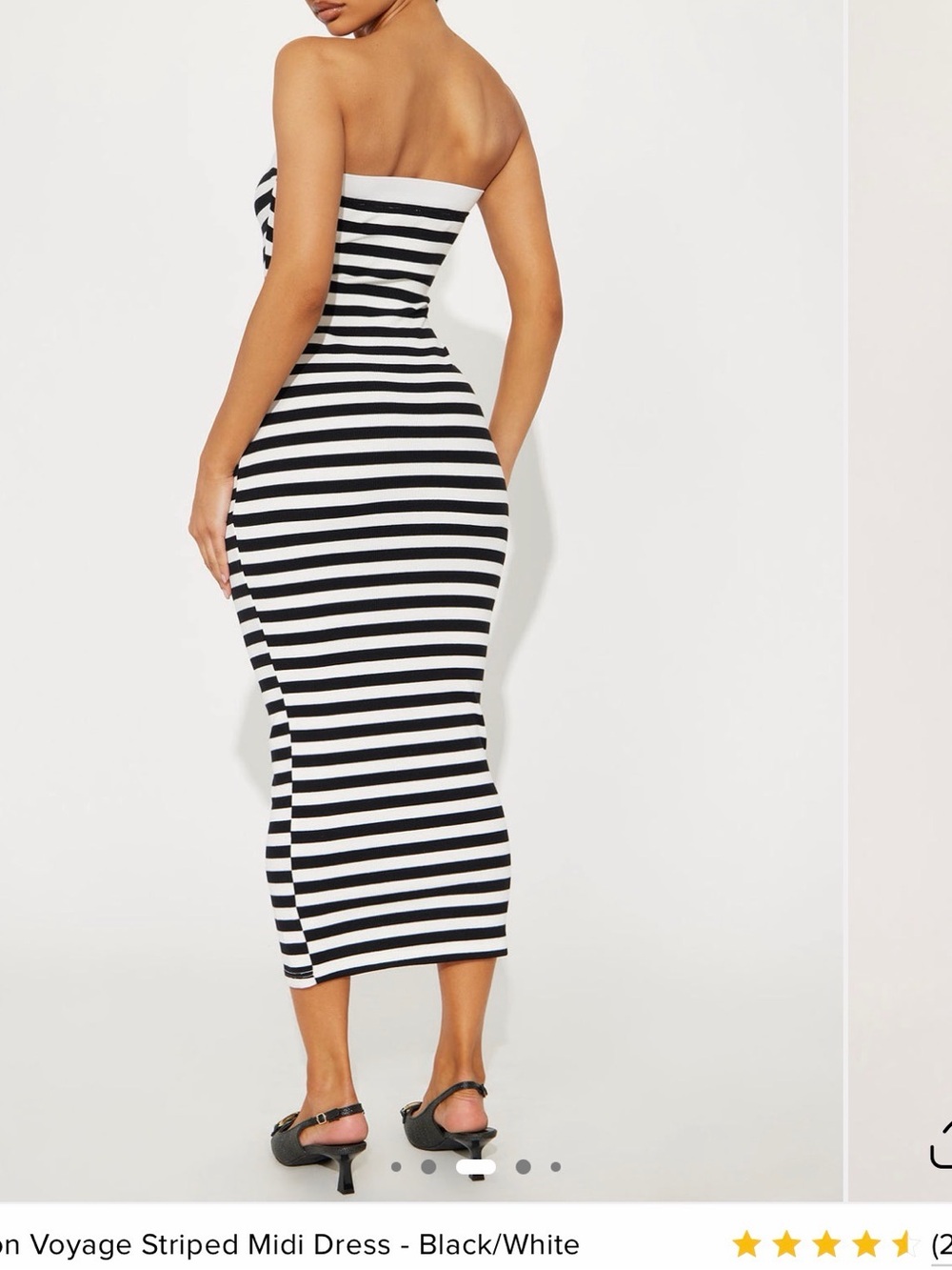 Fashion Nova Black & White Striped Strapless Midi Dress - Picture 3 of 5